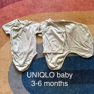 Uniqlo Baby Sage Kimono style Bodysuit Set (bundle of 2)